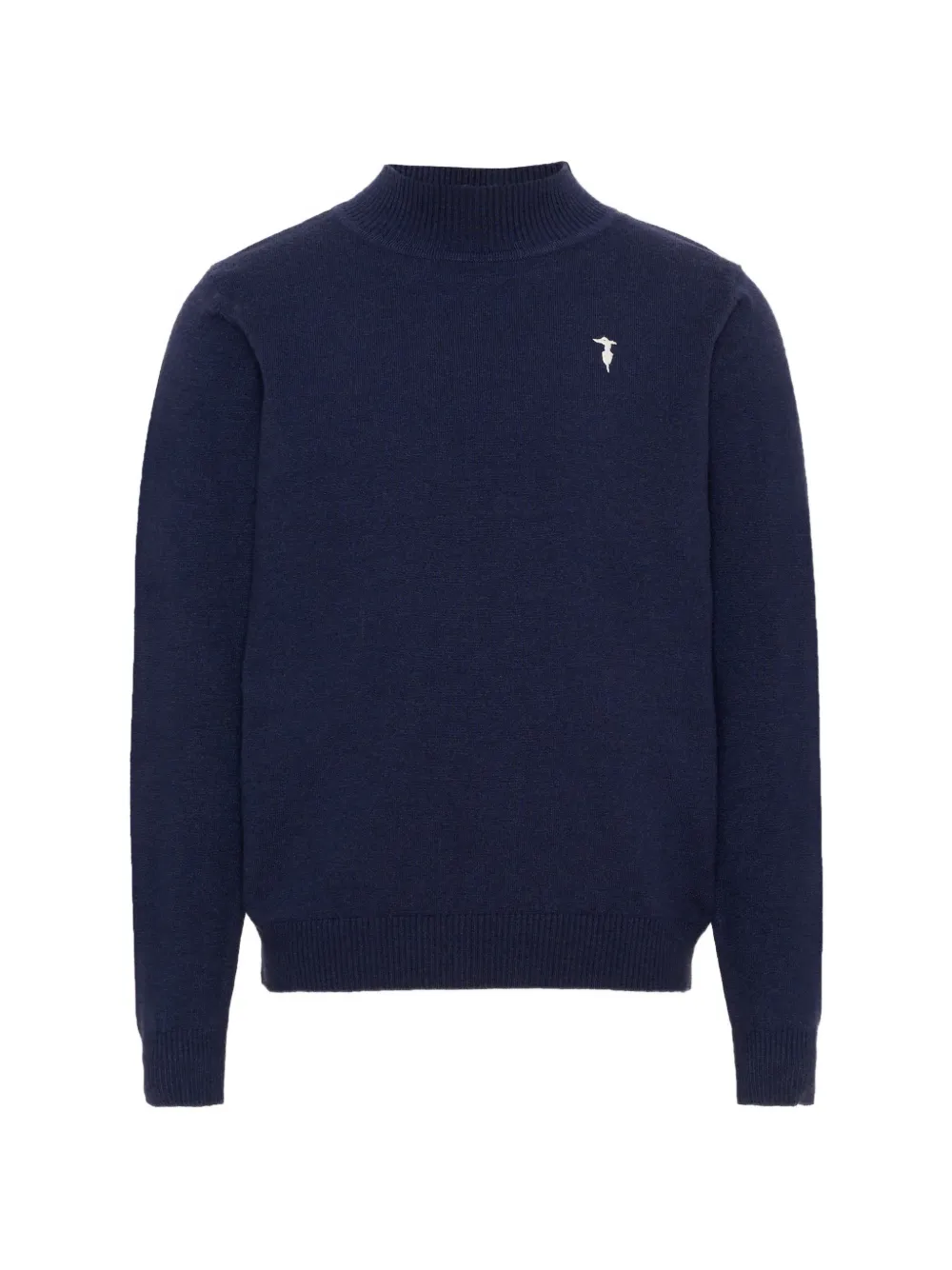 TRUSSARDI JUNIOR high-neck logo-embroidered sweater - Blu