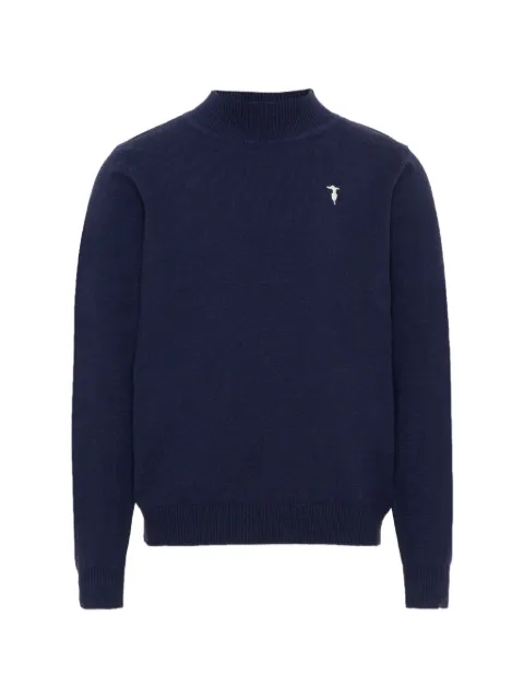 TRUSSARDI JUNIOR jersey con logo bordado y cuello alto