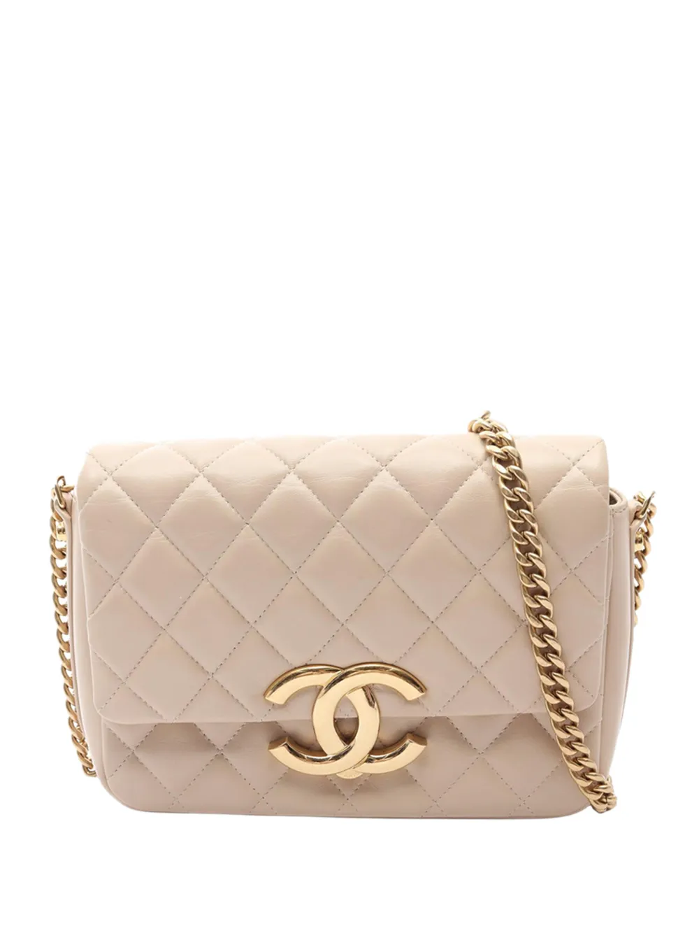 CHANEL Pre-Owned 2021-2026 Mini Quilted Lambskin Maxi CC Flap crossbody bag - Neutrals