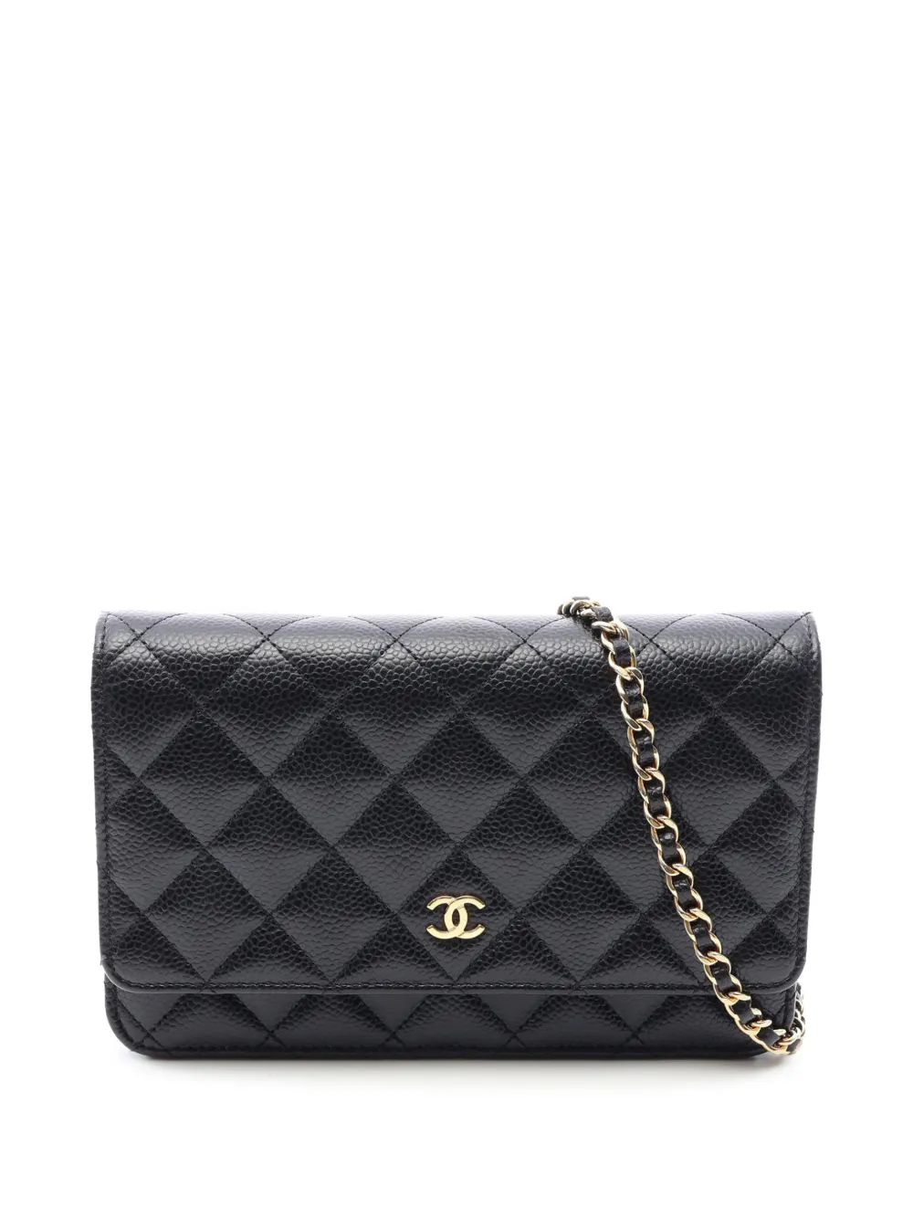CHANEL Pre-Owned 2021-2026 CC Quilted Caviar Wallet on Chain crossbody bag - Black