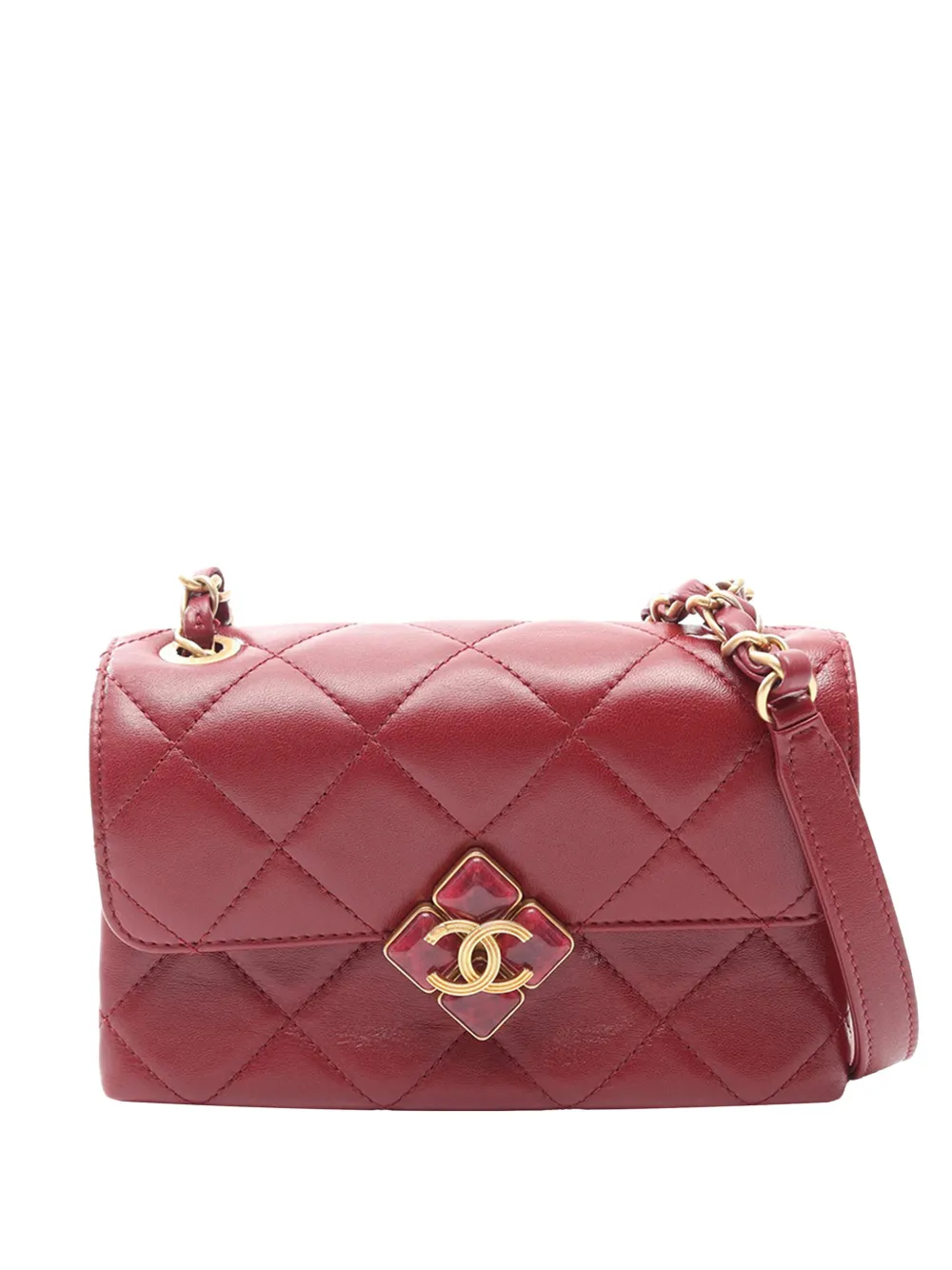CHANEL Pre-Owned 2021-2026 Mini Lambskin Diamond Lock Flap crossbody bag - Red