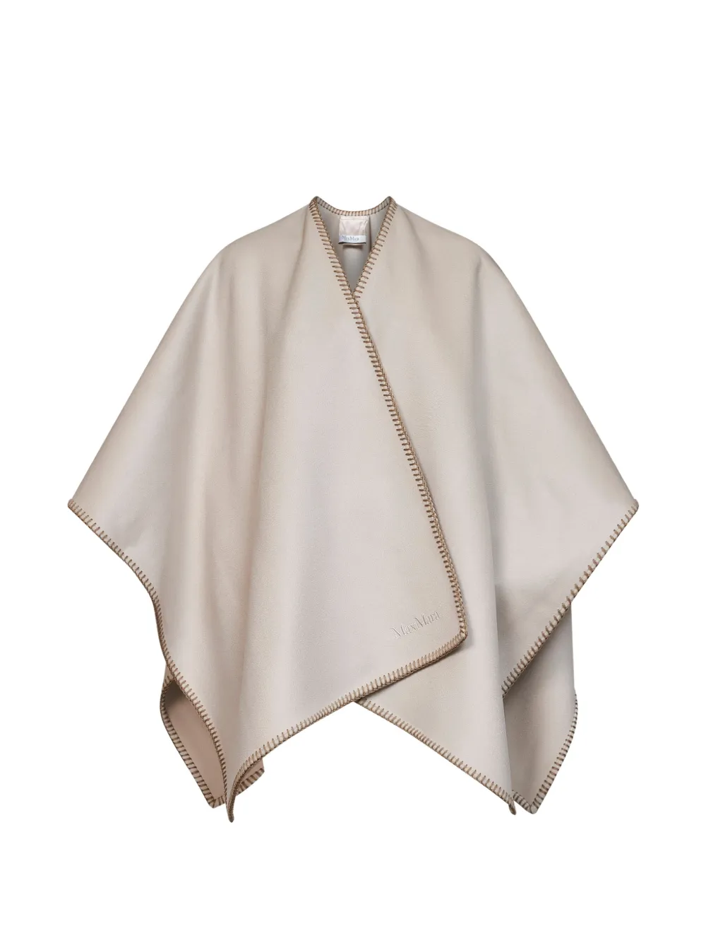 Max Mara belted whipstitch-trim poncho - Neutrals