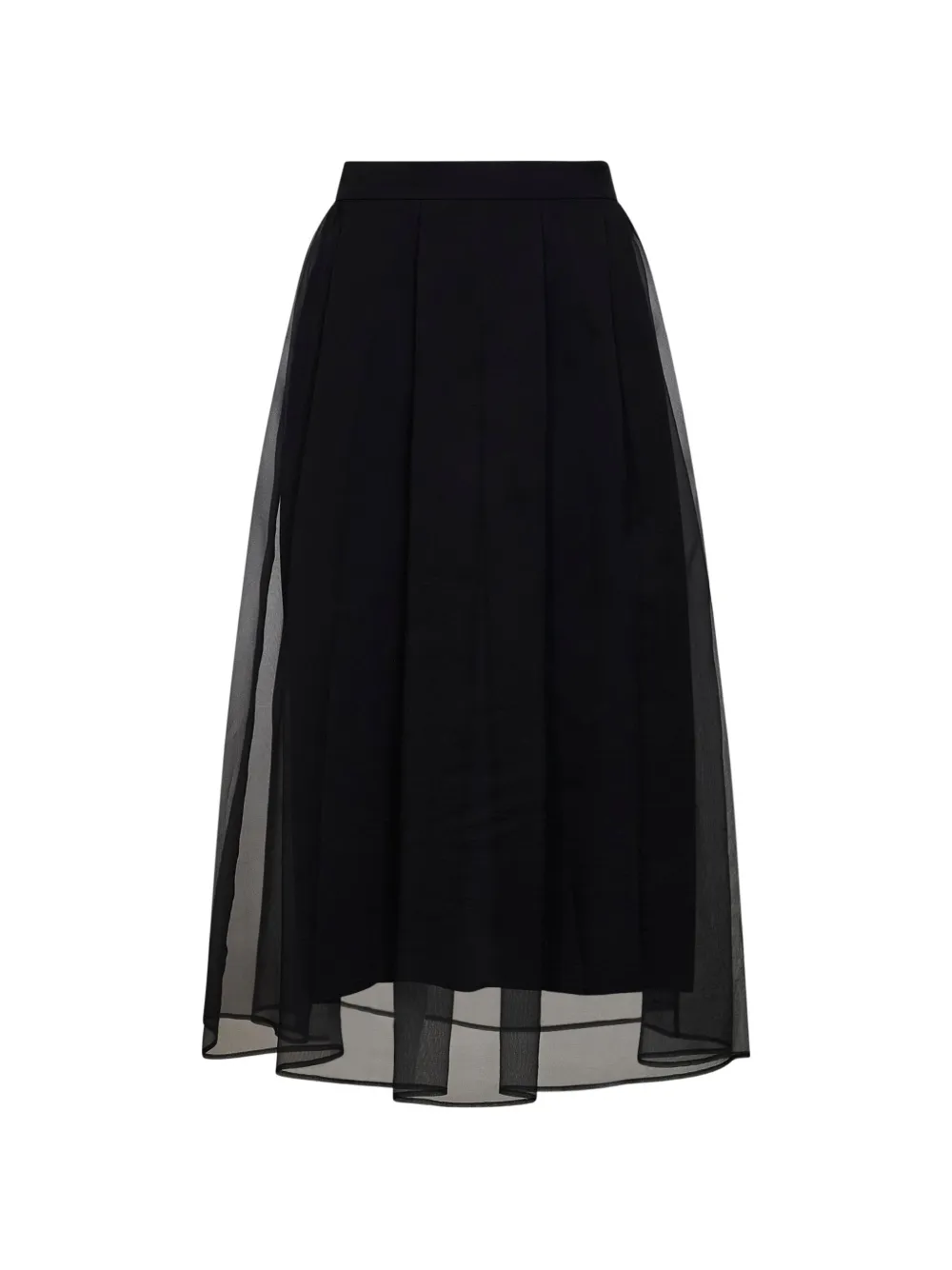 Brunello Cucinelli pleated layered midi skirt - Black