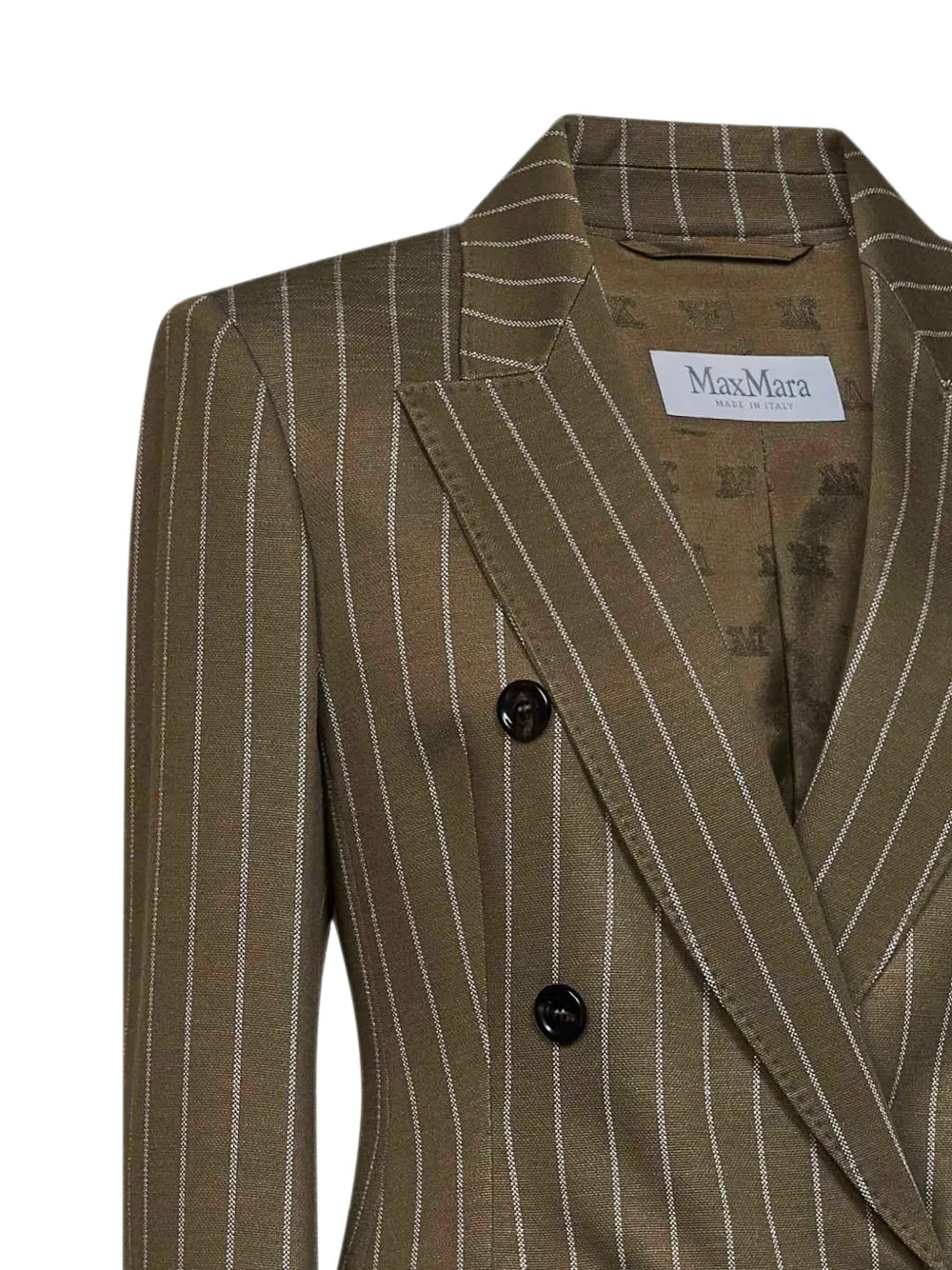 Max Mara Balta blazer met krijtstreep en dubbele rij knopen Groen