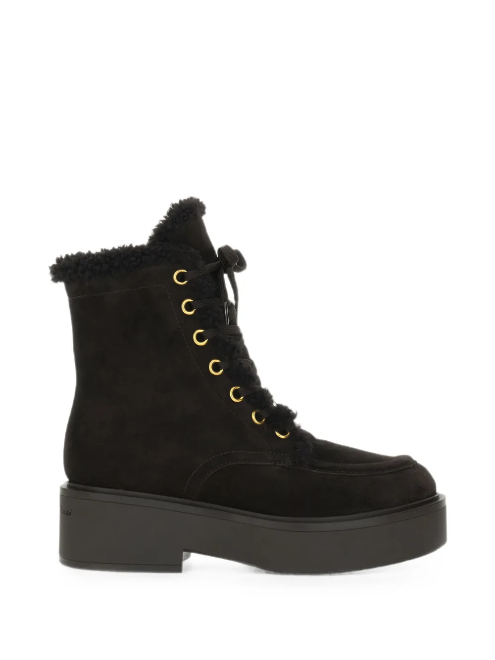 Gianvito Rossi shearling-trim lace-up ankle boots