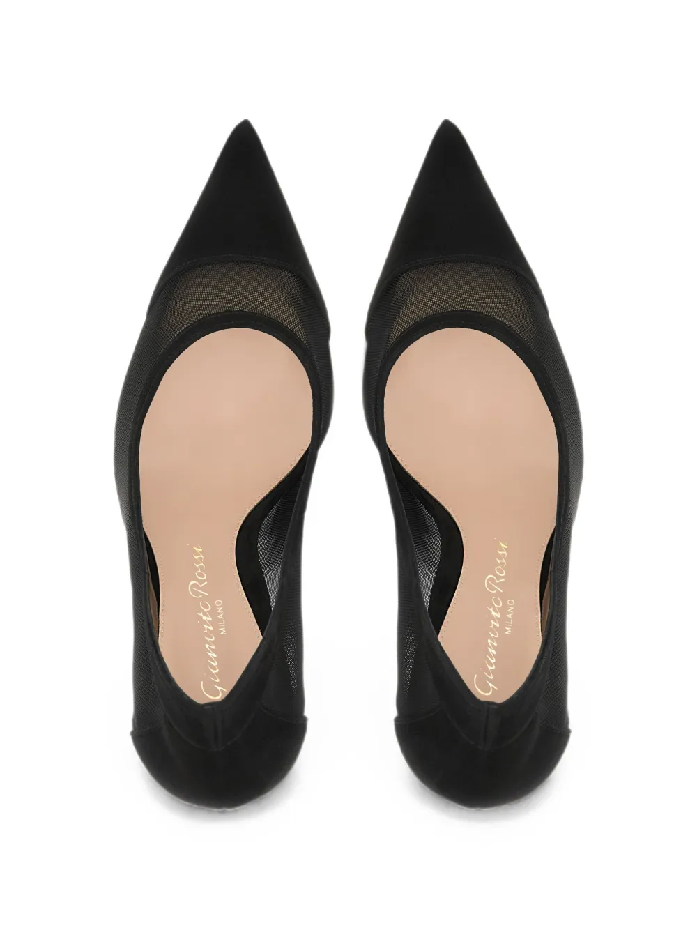 Gianvito Rossi mesh-panelled pointed-toe pumps Zwart