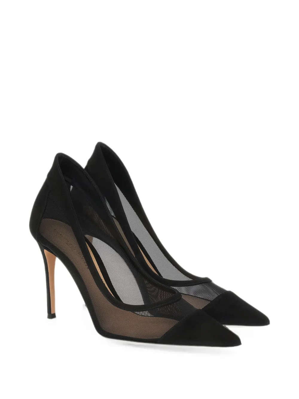 Gianvito Rossi mesh-panelled pointed-toe pumps Zwart