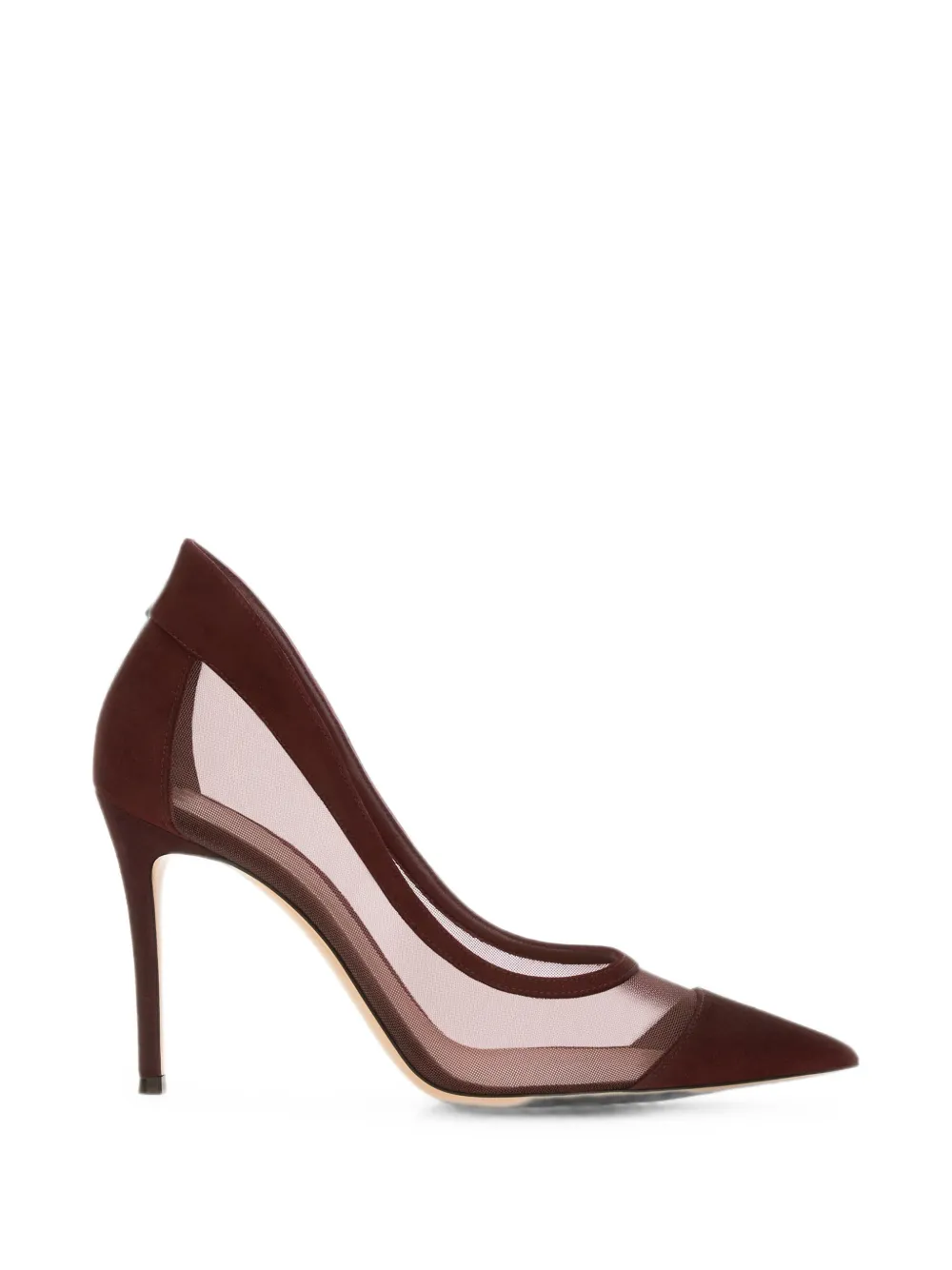 Gianvito Rossi mesh-panelled pointed-toe pumps Rood