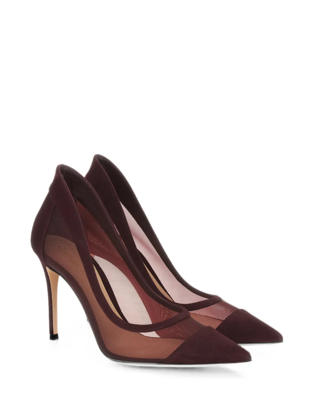 Gianvito Rossi mesh-panelled pointed-toe pumps Rood