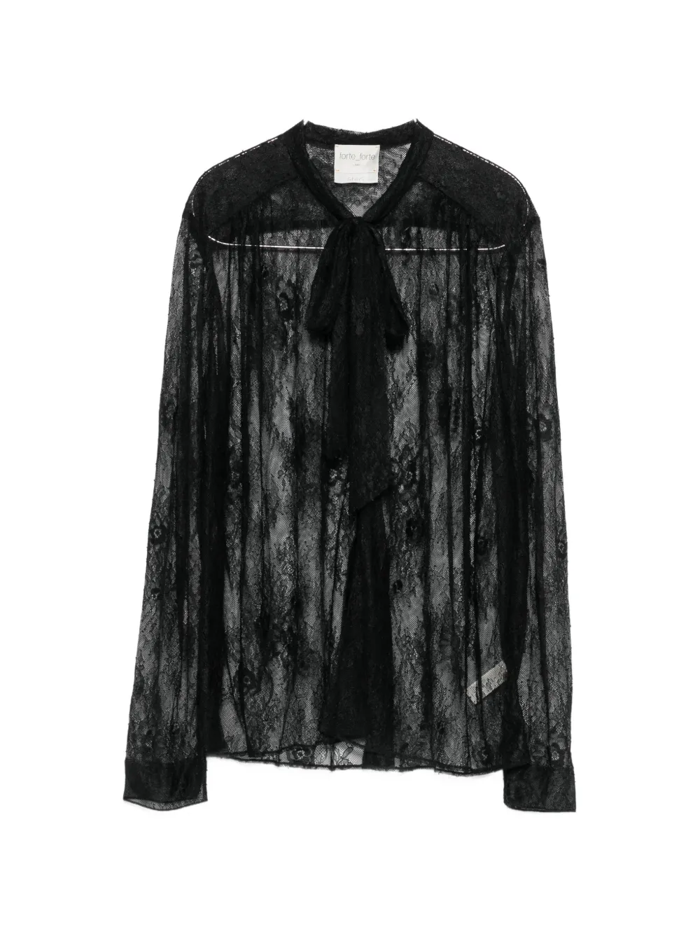 Forte Forte pussy-bow lace shirt - Schwarz
