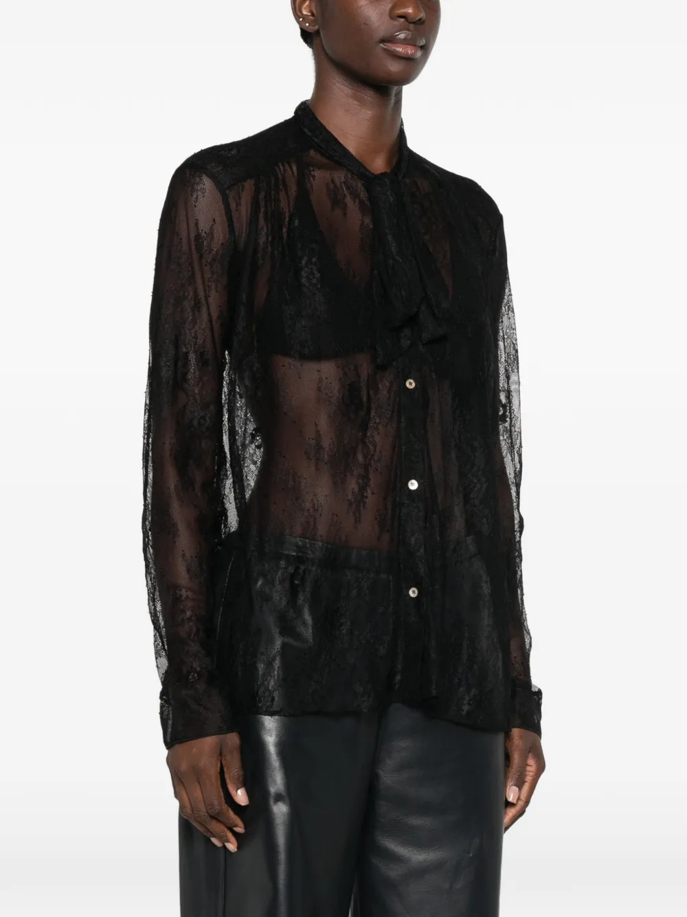 Forte Blouse met strik Zwart