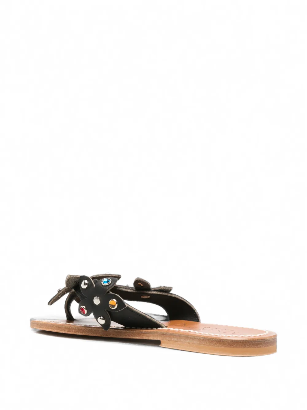 K. Jacques Caravelle crystal-embellished floral-appliqué sandals Zwart