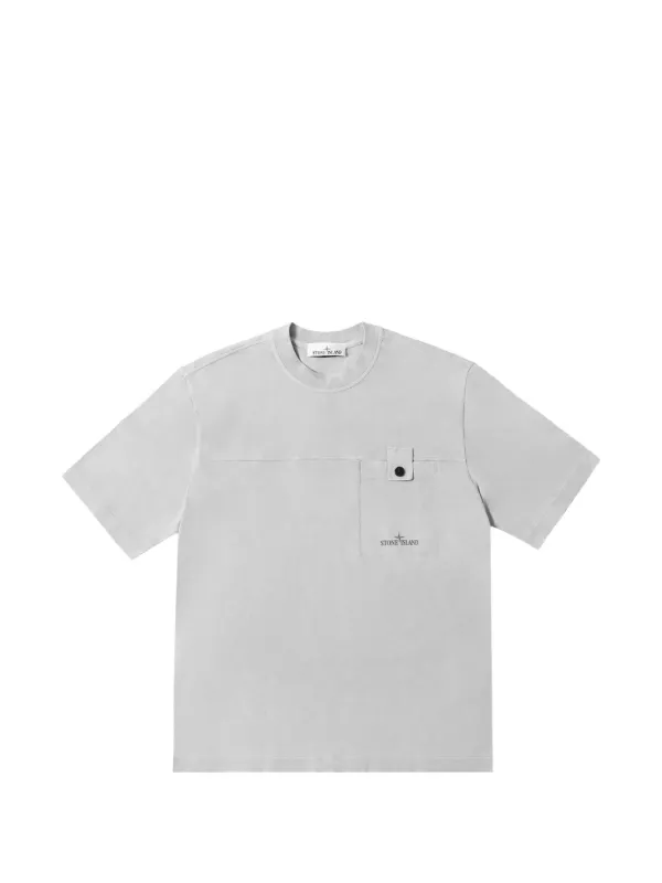 Stone Island Logo-print Chest-pocket T-shirt in Grey