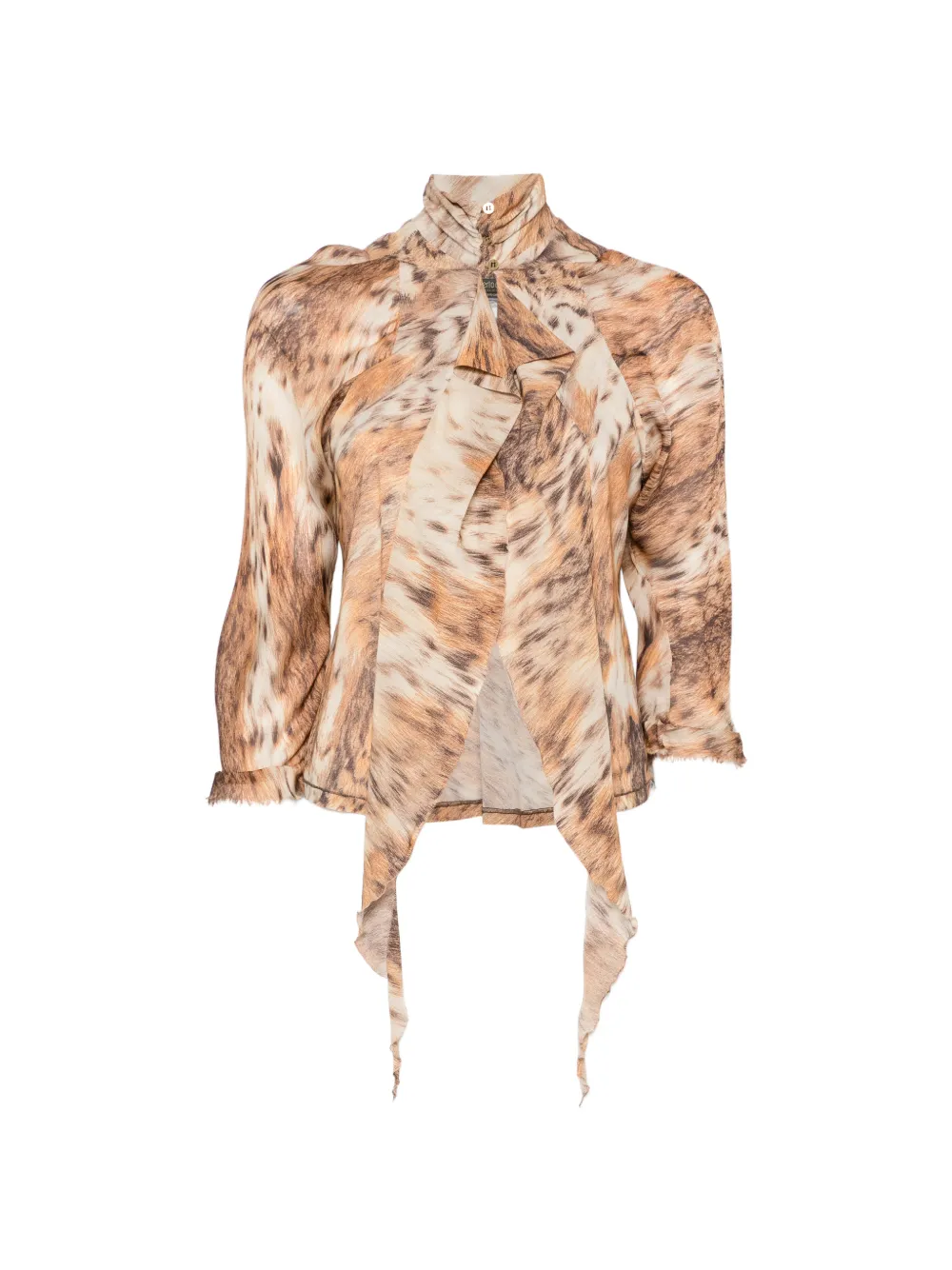 Roberto Cavalli Vintage 1990s Seidenbluse mit Animal-Print - Nude