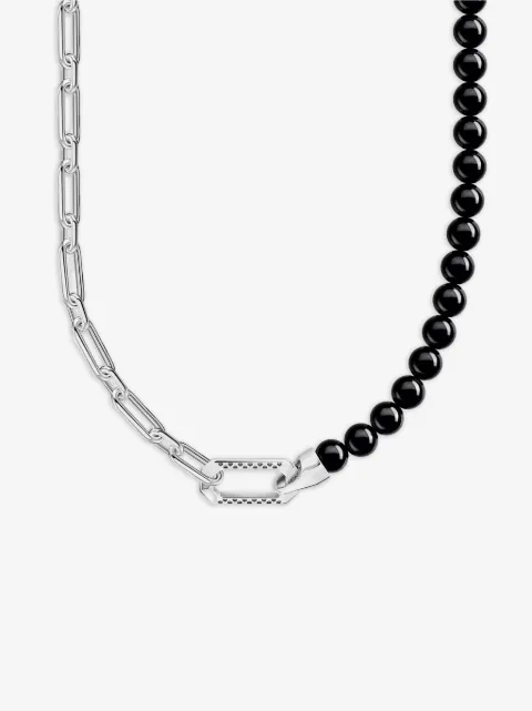 Thomas Sabo onyx-bead anchor-link necklace