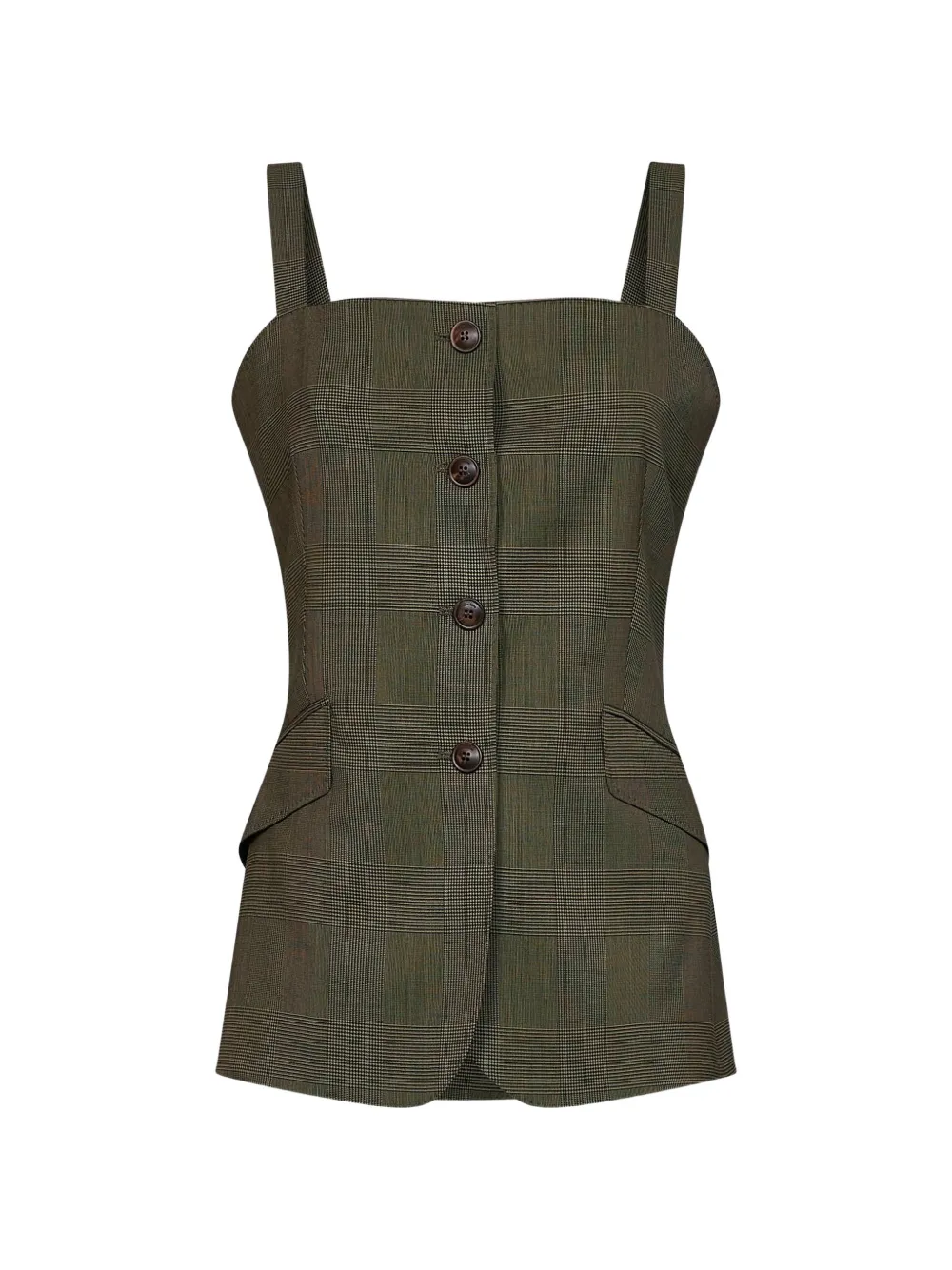 Max Mara Glen checked wool top - Green
