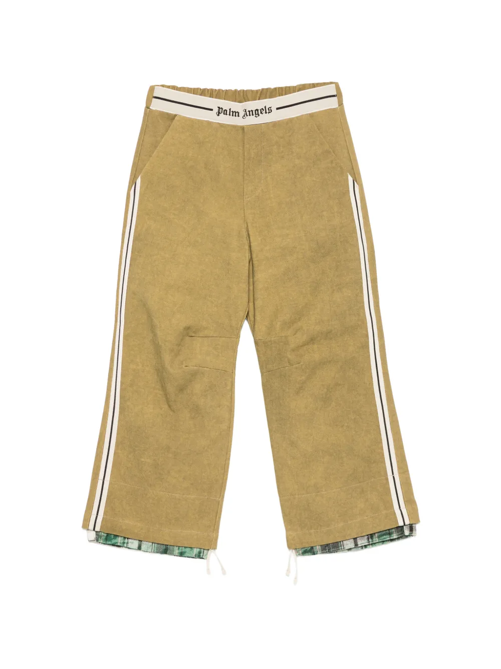 Palm Angels Kids logo-waistband side-stripe trousers - Verde