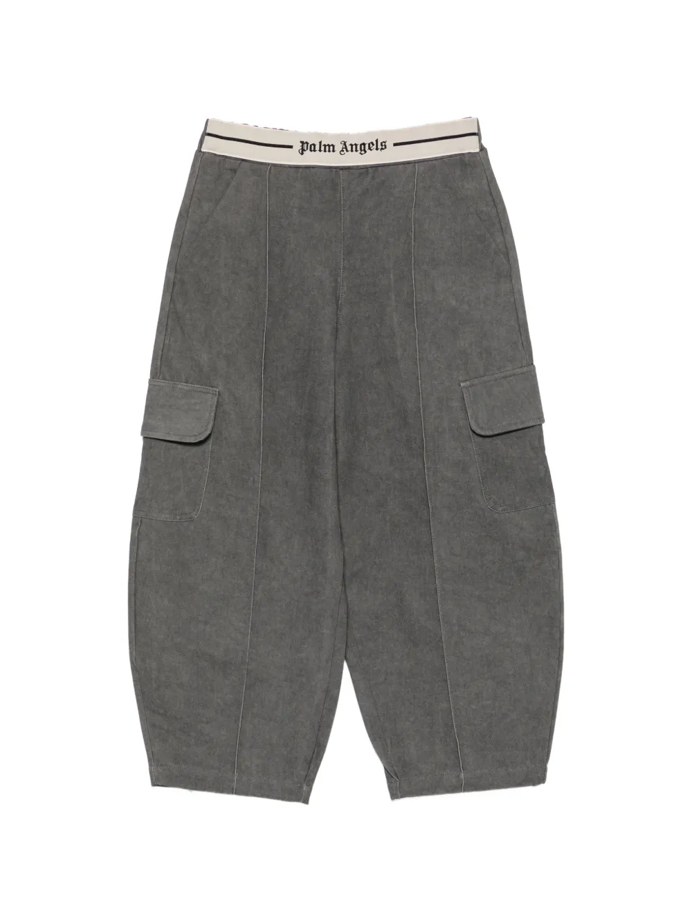 Palm Angels Kids logo-waistband cargo-pocket trousers - Grigio