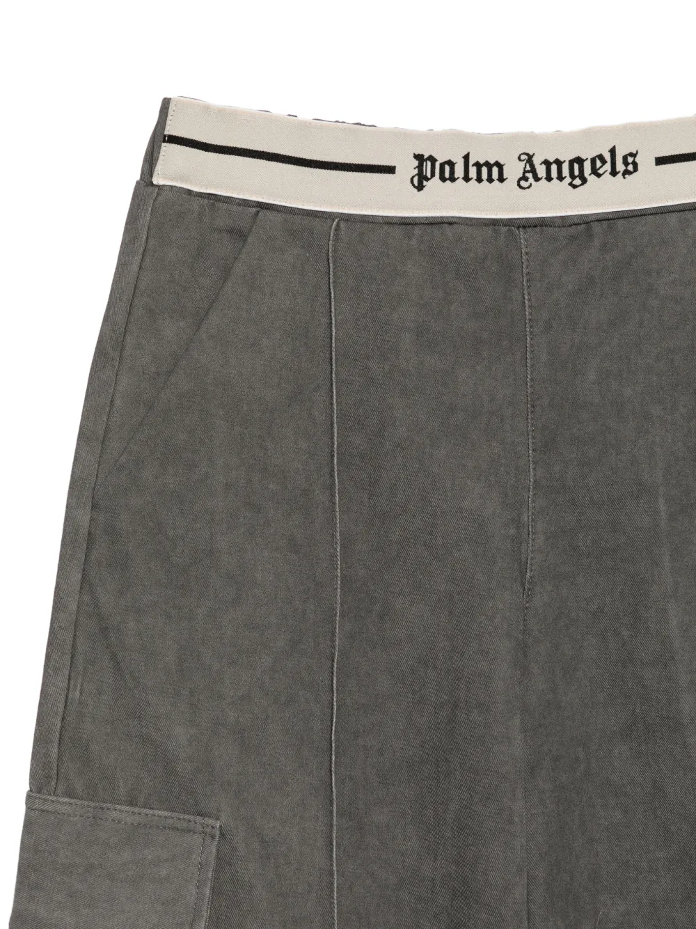 Palm Angels Kids Broek met logo tailleband en cargo zak Grijs