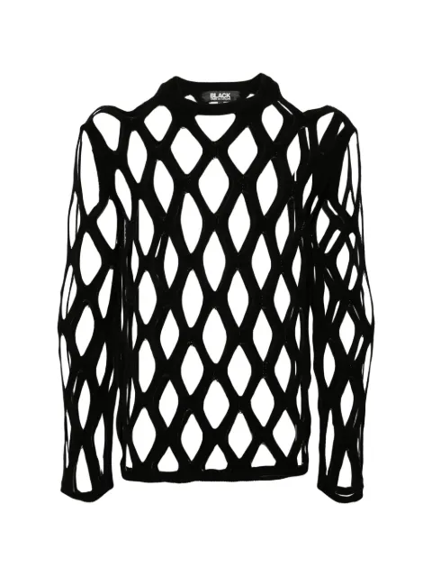 Black Comme Des Garçons open-knit long-sleeve sweater
