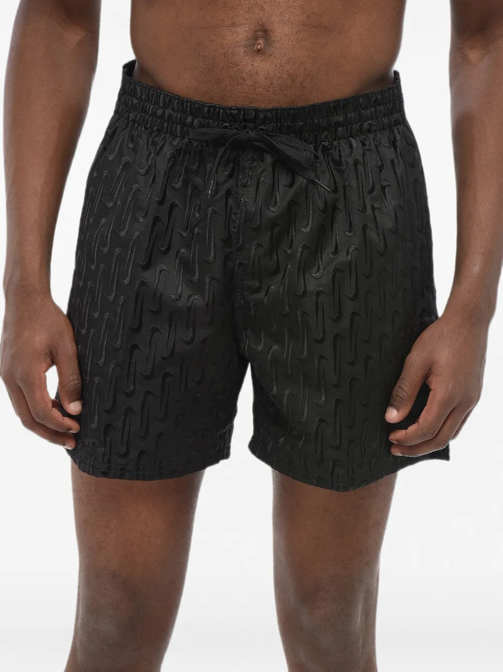 Nike Embroidered Logo-patterned Swim Shorts In Black