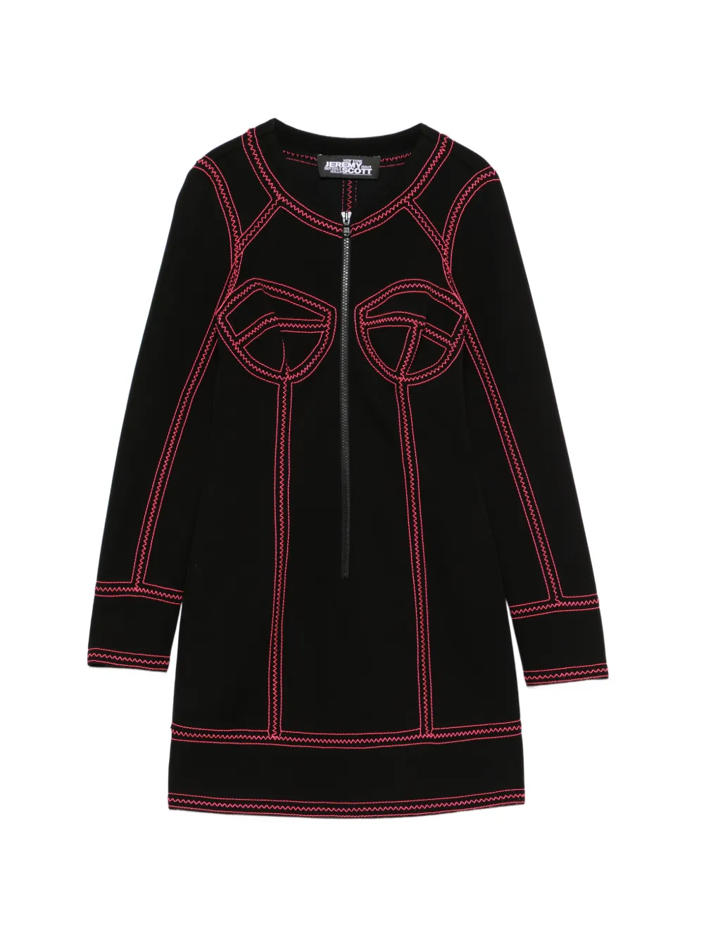 JEREMY SCOTT Pre-Owned robe mi-longue zippée à coutures contrastantes (2010) - Noir