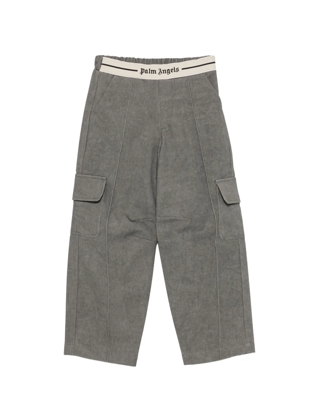 Palm Angels Kids logo-waistband cargo pants - Grigio