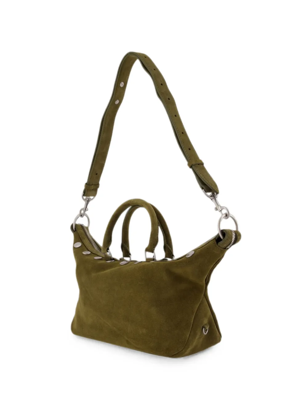 Marge Sherwood Dumpling suède shopper met studs Groen