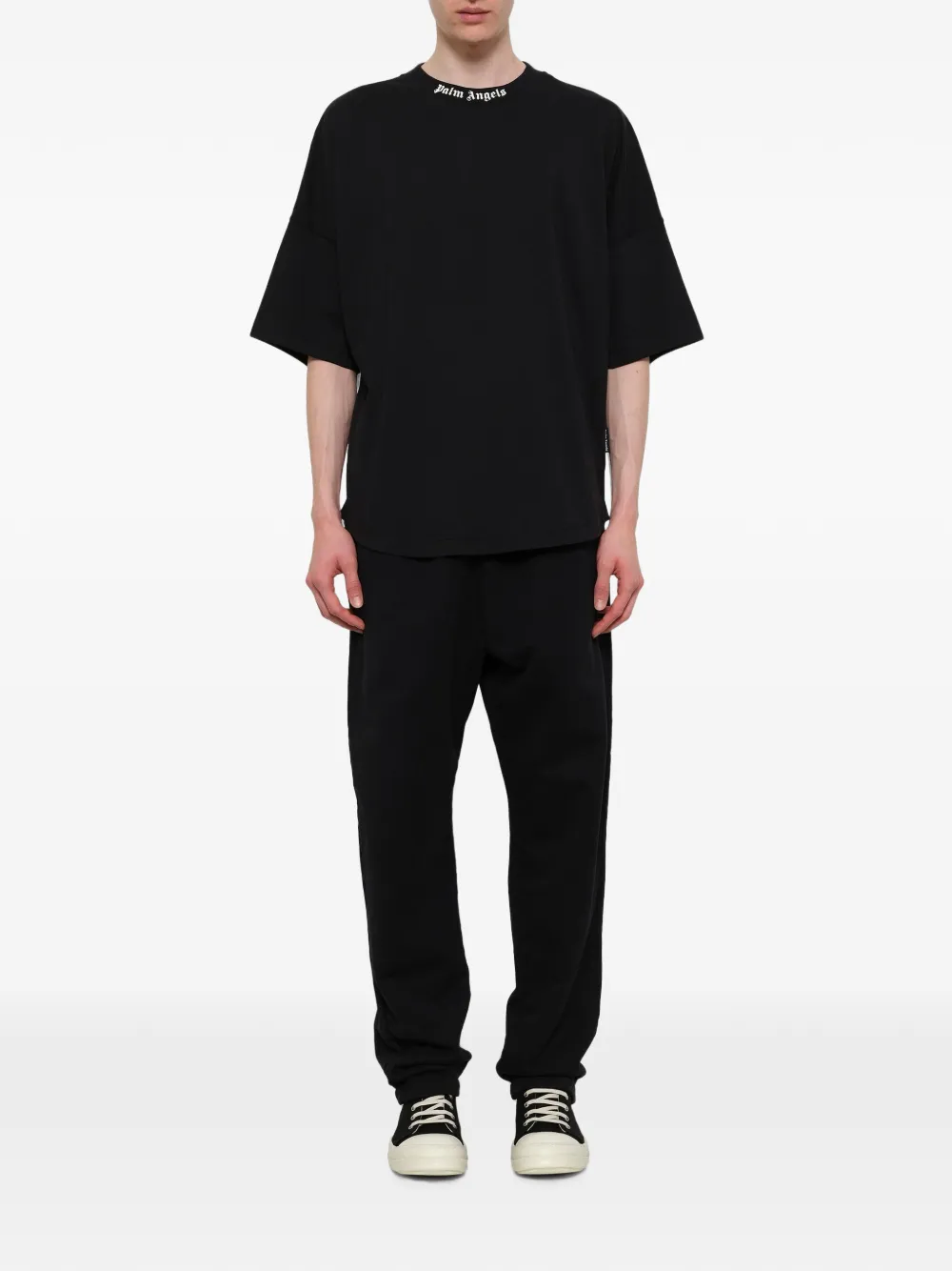 Palm Angels T-shirt met logo Zwart
