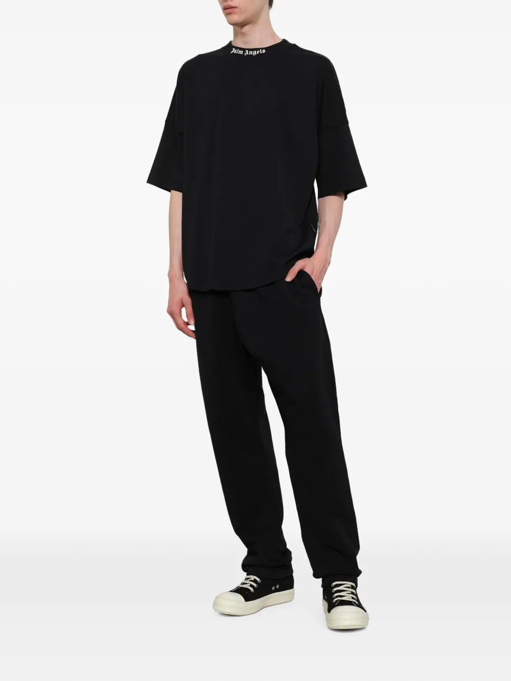 Palm Angels T-shirt met logo Zwart