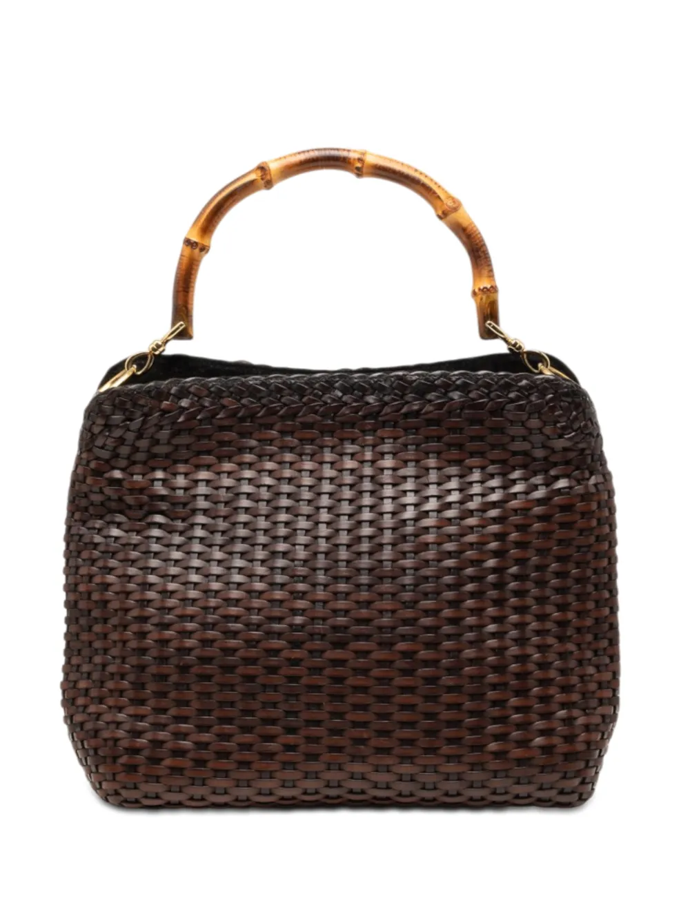 Gucci Pre-Owned Borsa a tracolla in pelle intrecciata e bambù XX secolo - Marrone