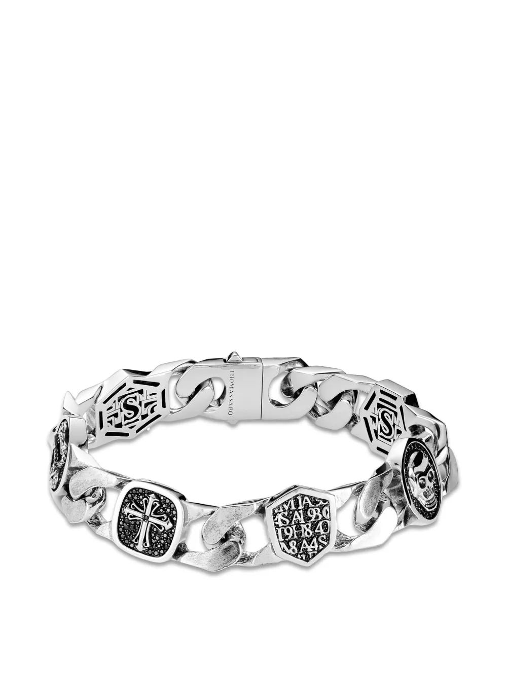 Thomas Sabo Rebel Icons Panzerkettenarmband mit Totenkopf - Silber
