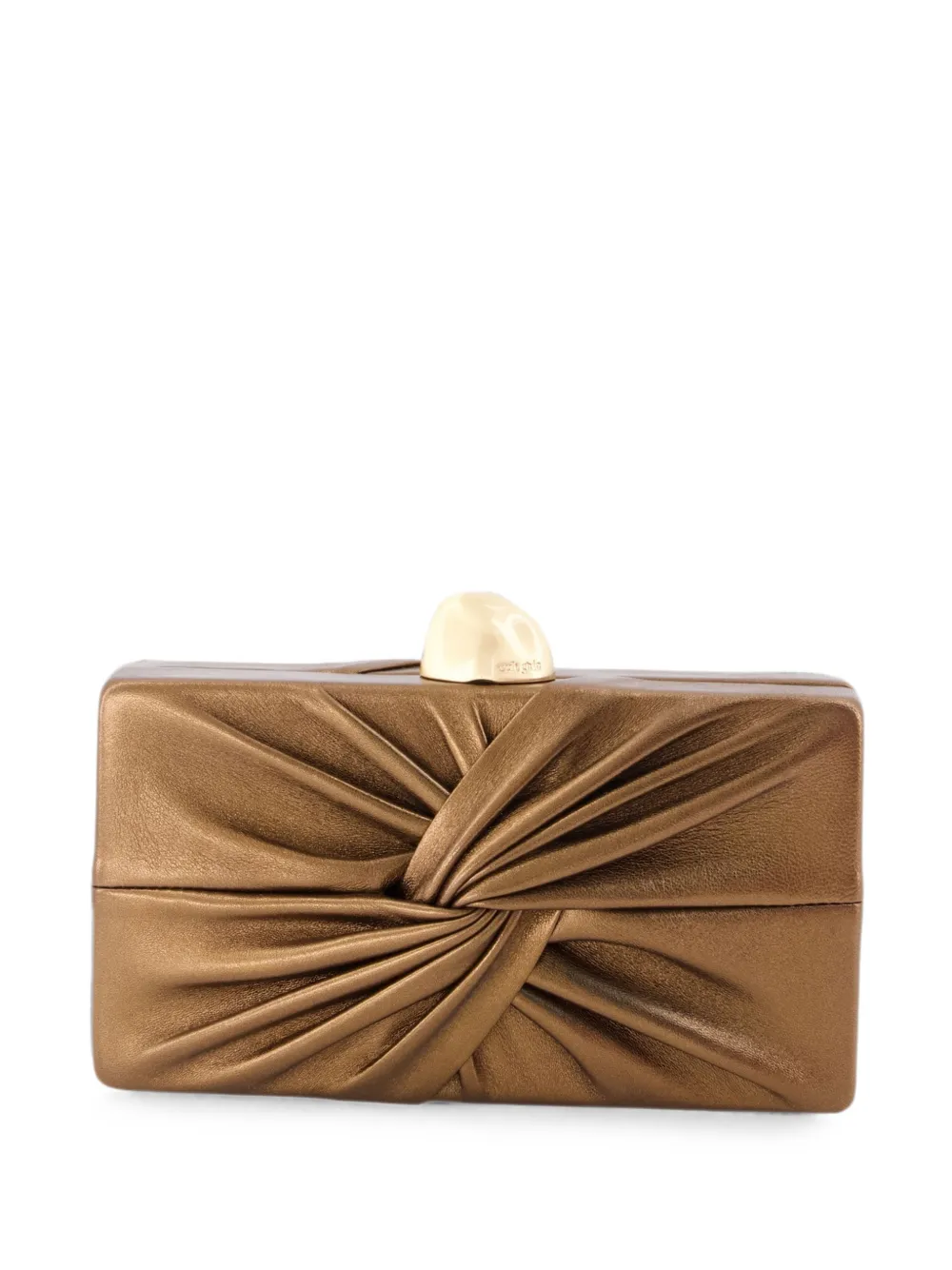 Cult Gaia Lisse knotted leather clutch bag - Marrone