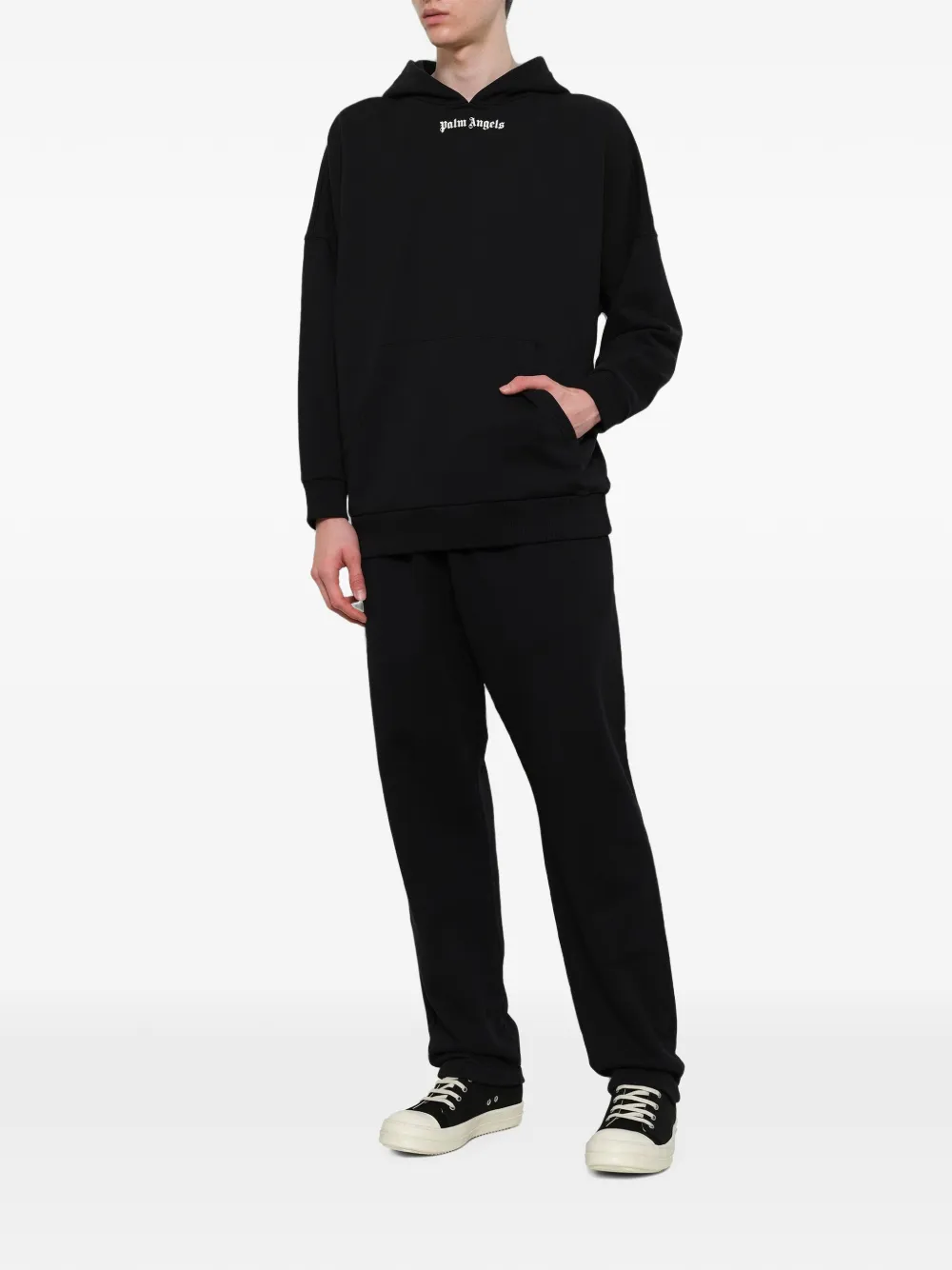 Palm Angels Katoenen hoodie met logoprint Zwart