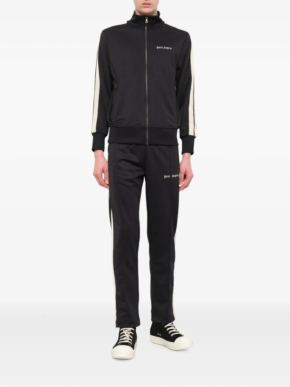 Palm Angels Sweater met geborduurd logo en gestreepte mouwen Zwart