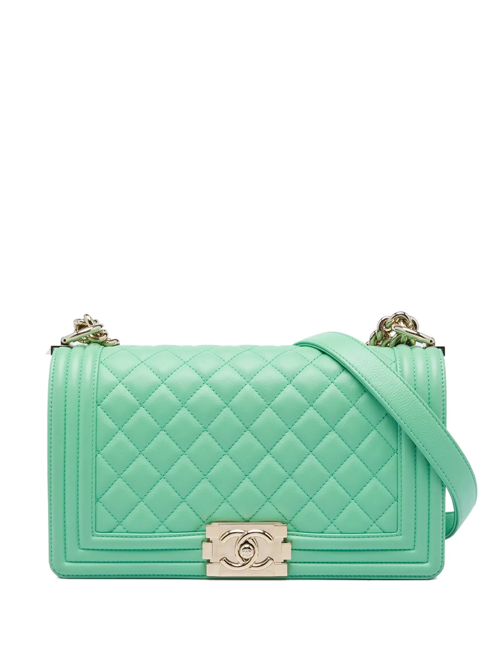 CHANEL Pre-Owned 2019 Old Medium Quilted Calfskin Boy Flap crossbody bag - Green