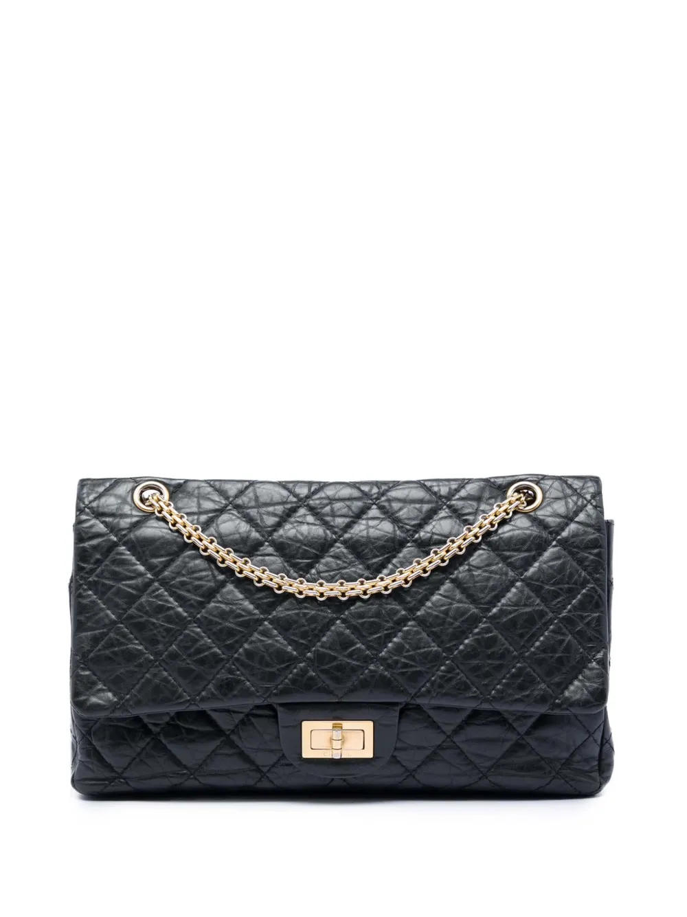 CHANEL Pre-Owned 2010-2011 Quilted Aged Calfskin Reissue 2.55 Double Flap 227 shoulder bag - Black