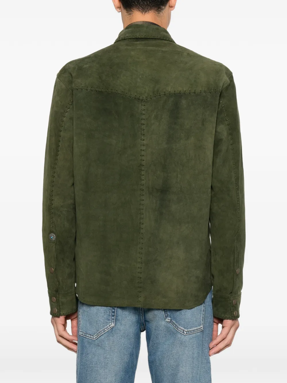ANTIK DENIM Button-up overhemd met gestikte afwerking Groen