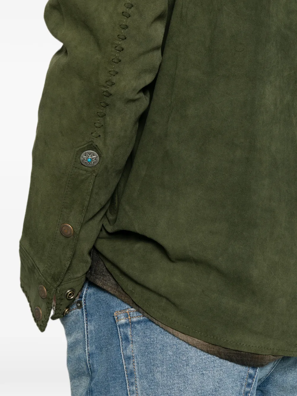 ANTIK DENIM Button-up overhemd met gestikte afwerking Groen