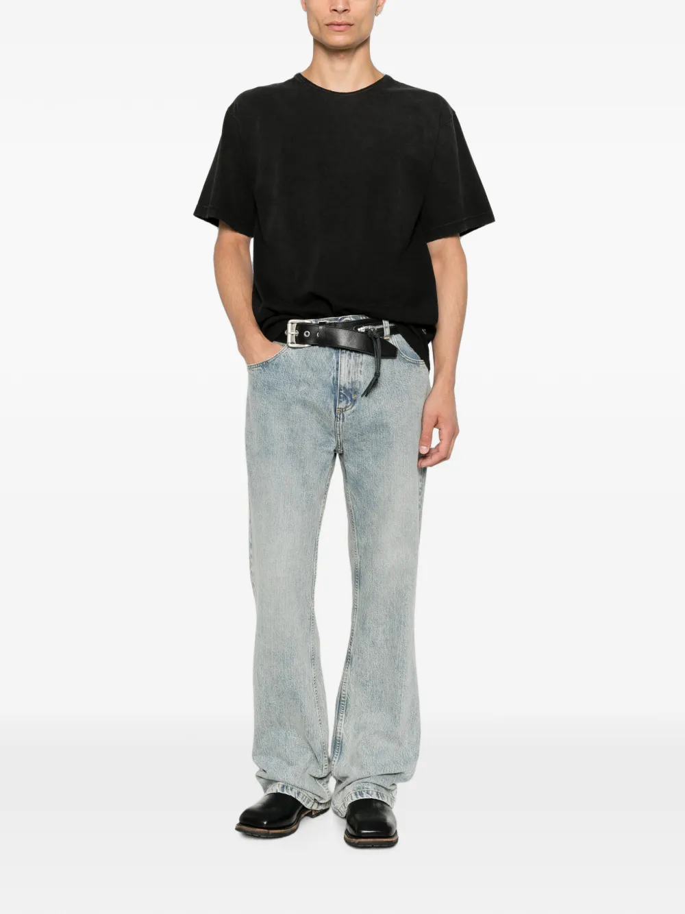 ANTIK DENIM faded-effect logo-plaque T-shirt Zwart