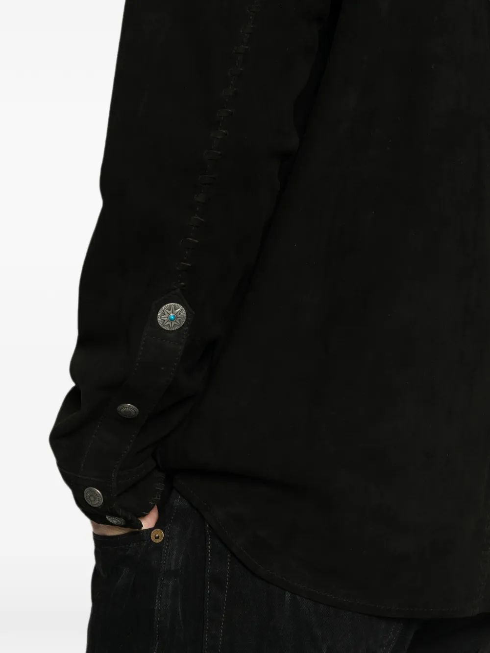 ANTIK DENIM Overhemd met gestikte details en western-stijl Zwart