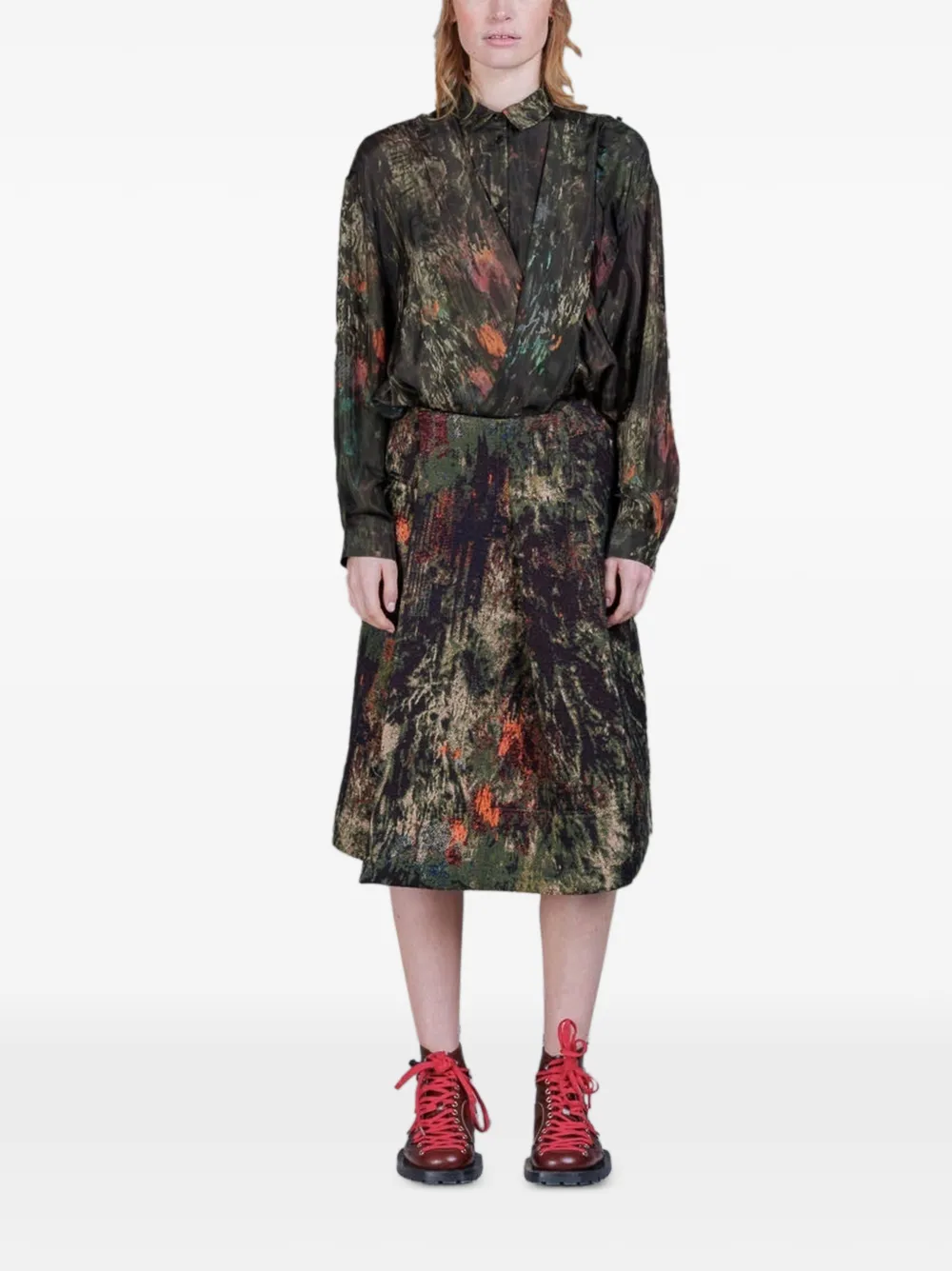 Henrik Vibskov Double Ki wrap-front shirt Groen