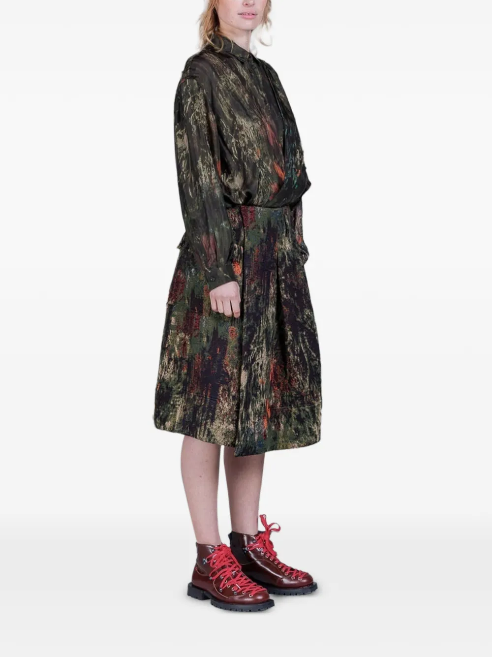 Henrik Vibskov Double Ki wrap-front shirt Groen