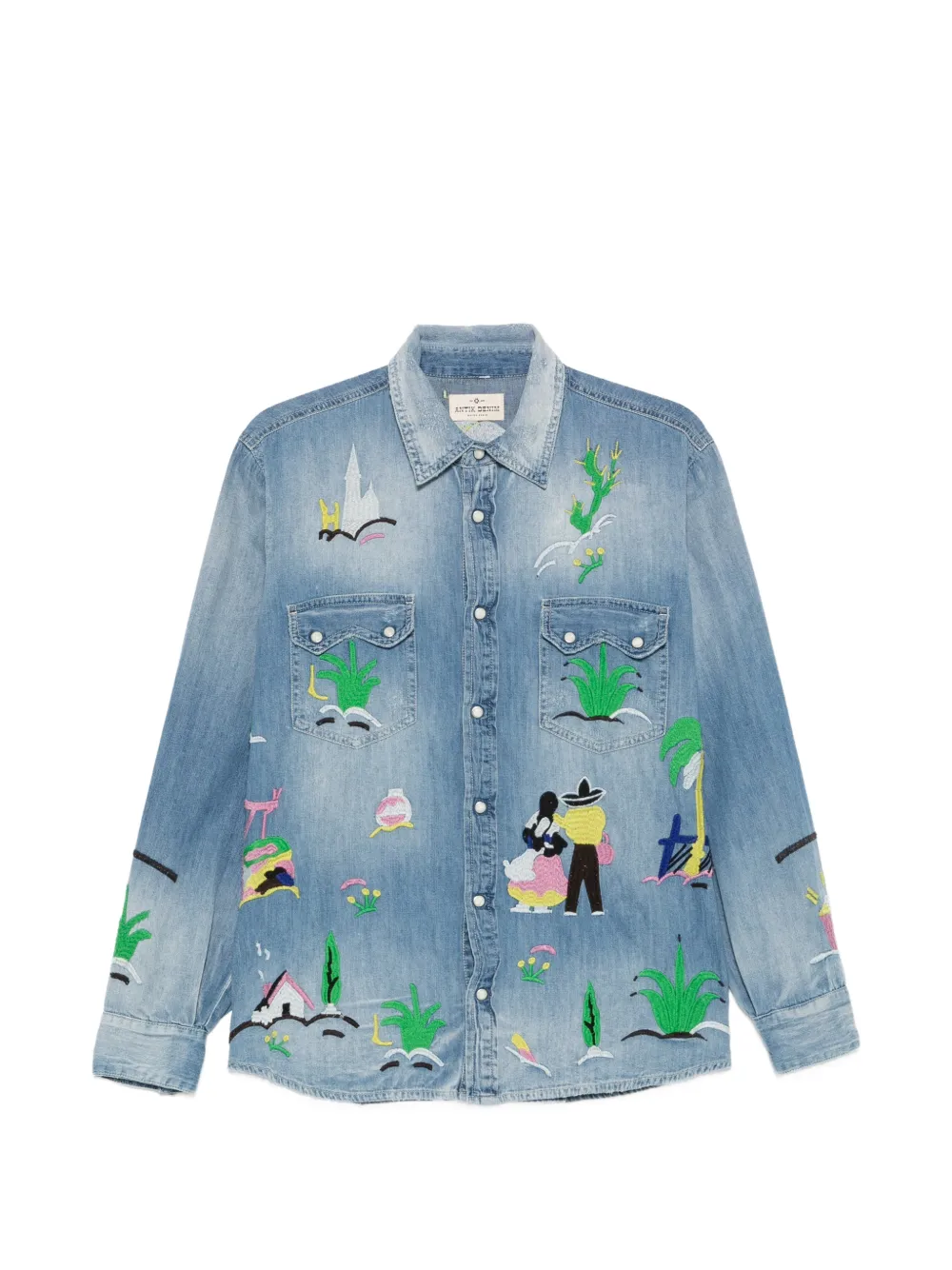 ANTIK DENIM embroidered denim shirt - Blue