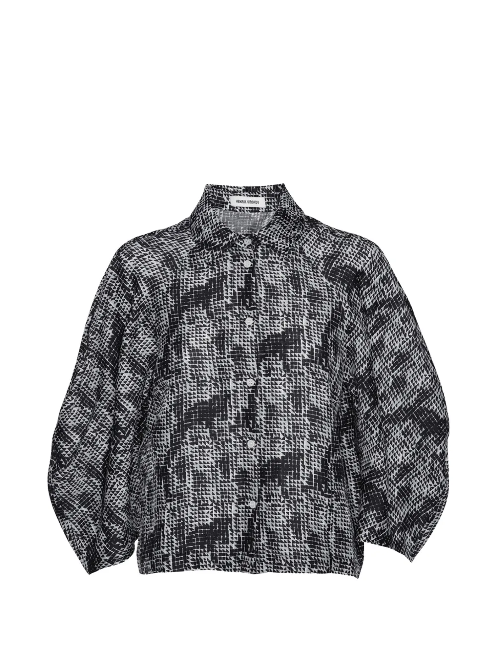 Henrik Vibskov graphic-print balloon-sleeve shirt - Black