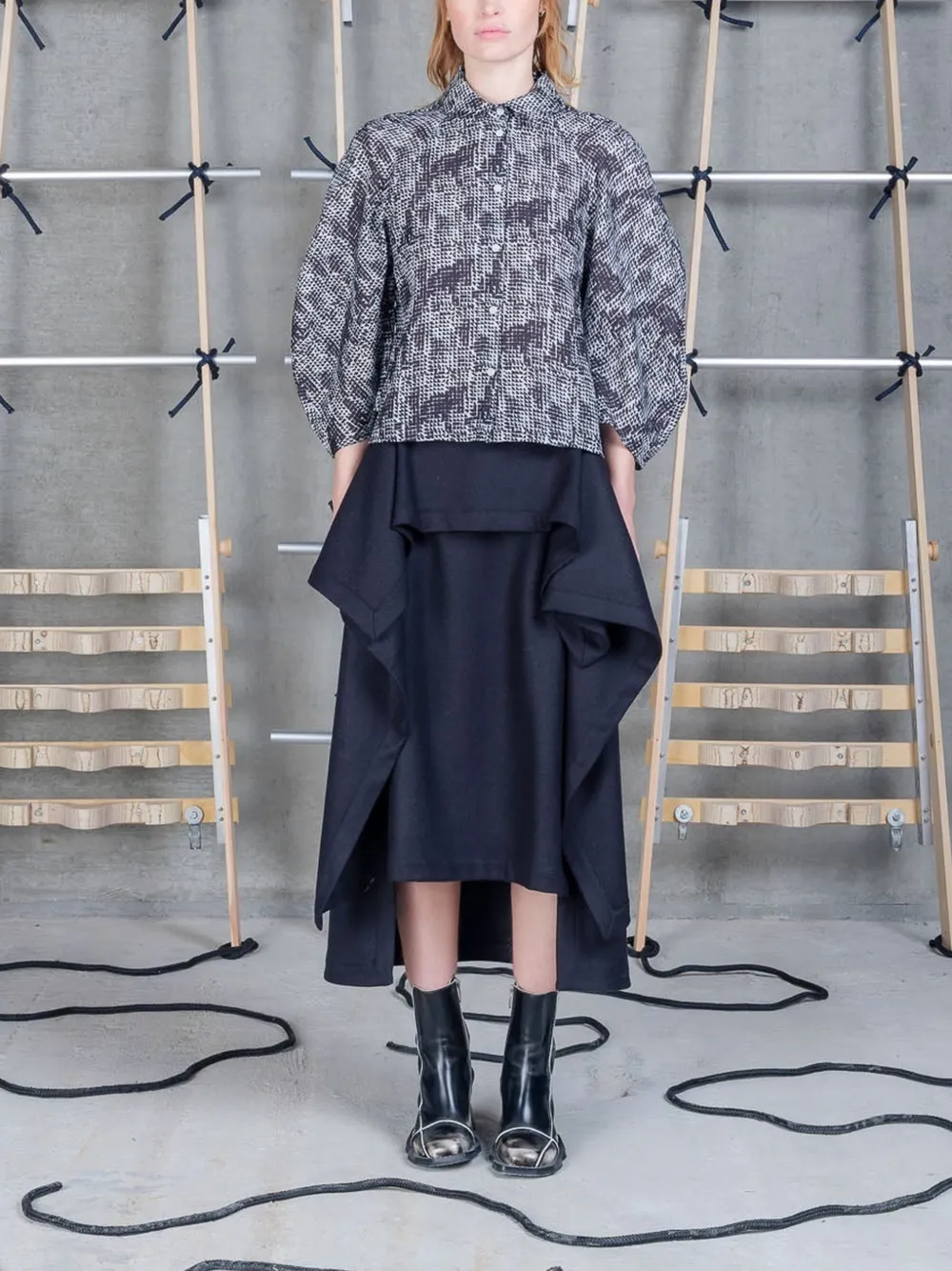 Henrik Vibskov Blouse met ballonmouwen Zwart