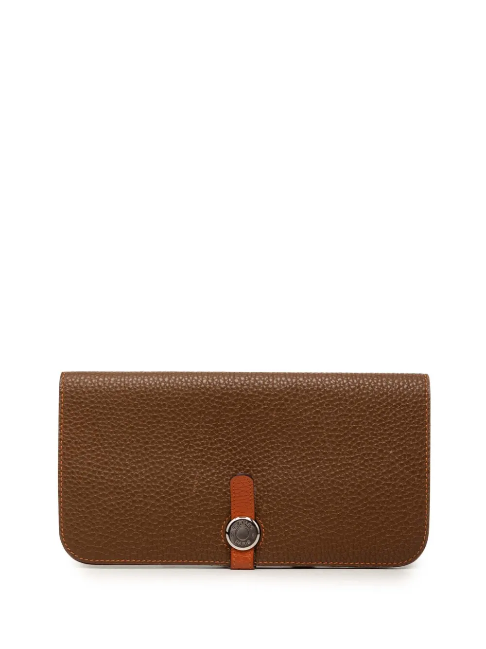 Pre-owned Hermes 2010 Togo Dogon Duo Wallet Gm Long Wallets In Brown