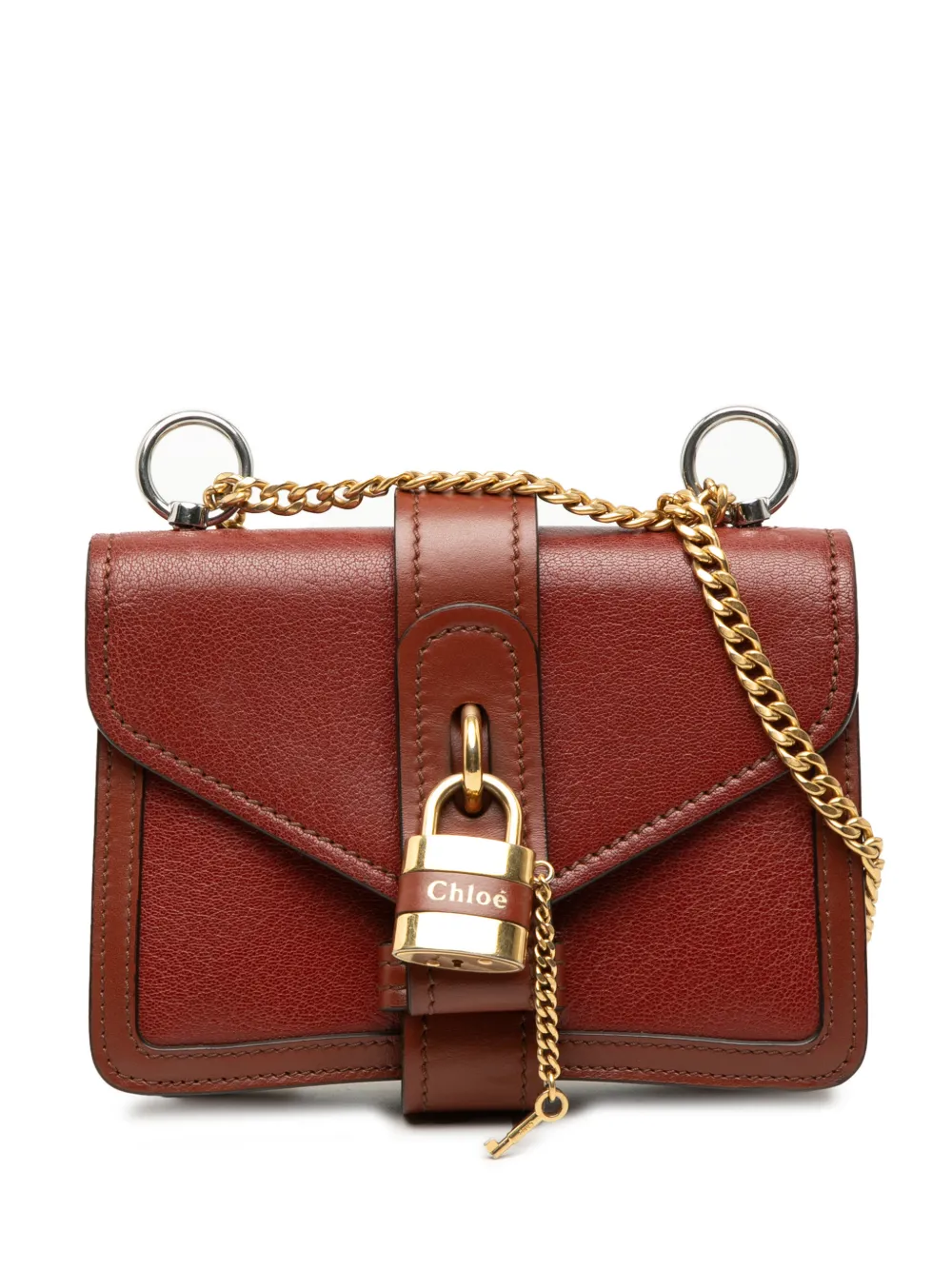Chloé Pre-Owned Borsa a tracolla Aby Lock mini in pelle con battente e catena 2020 - Marrone