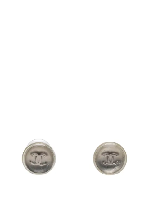 CHANEL Pre-Owned 20th Century CC Resin and Brass Round Push Back Earrings costume earrings