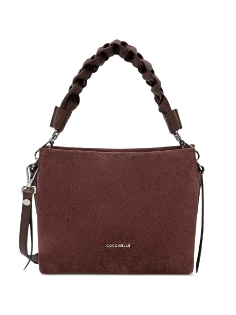 Coccinelle small braided-handle suede tote bag